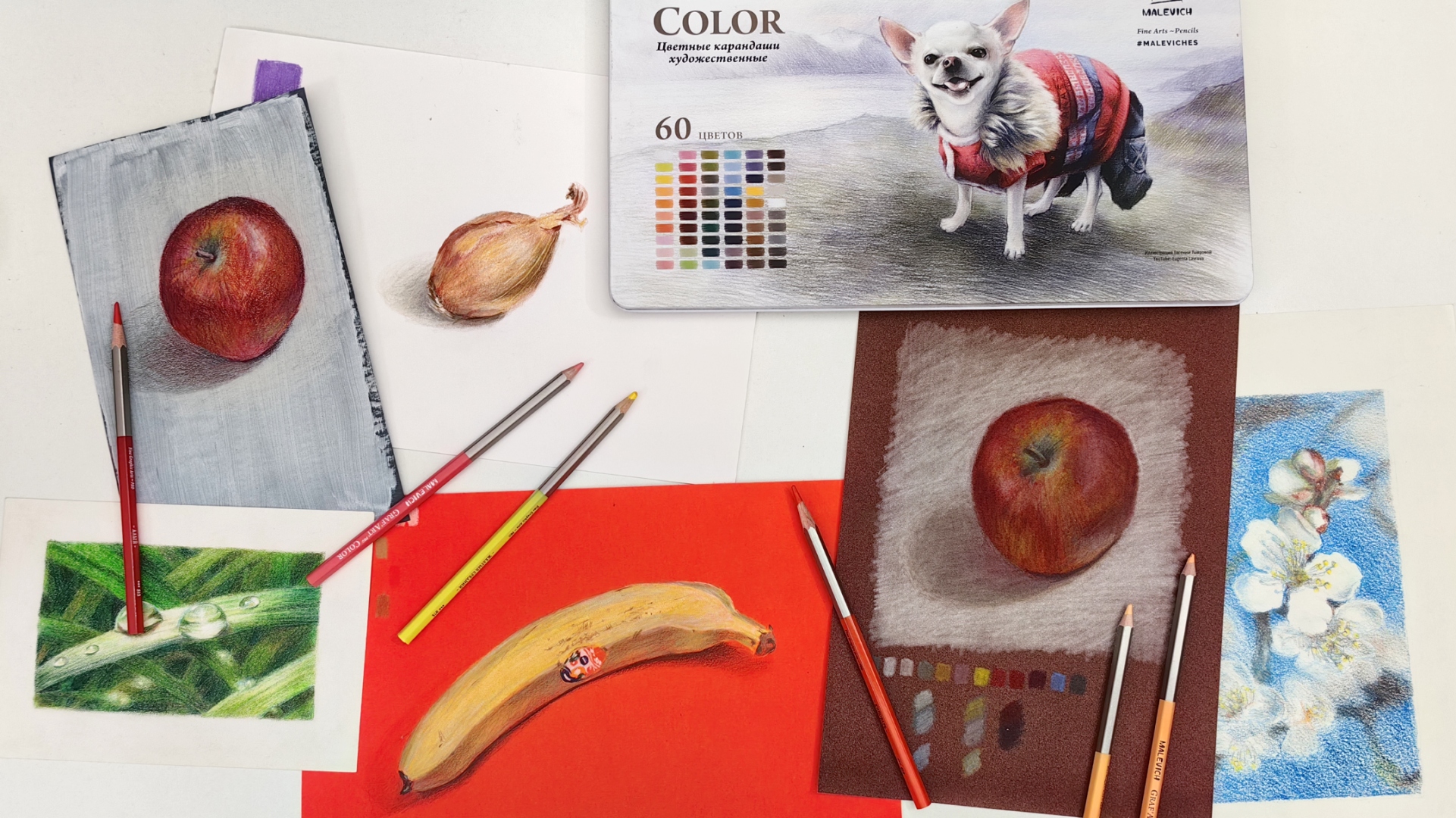 рисунки фруктов цветными карандашами