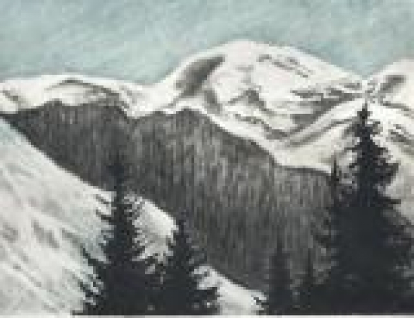рисунок соусом горы
