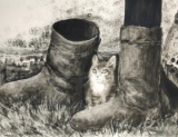 рисунок подольским соусом котенок