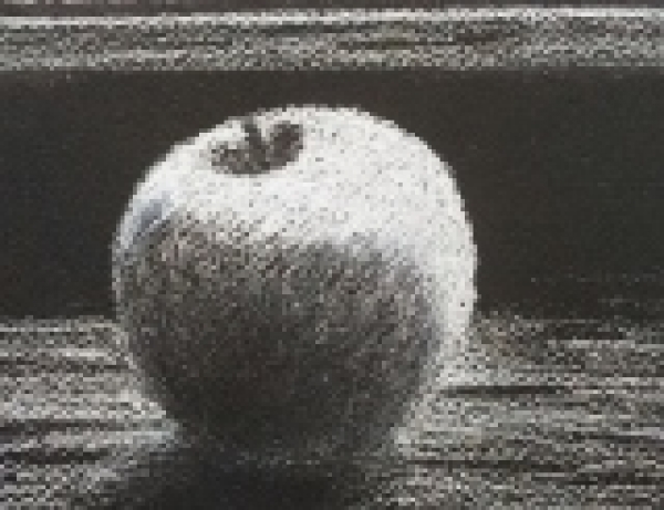 яблоко рисунок мелом на черной бумаге